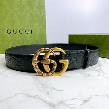 Kitlife Gucci GG Snake Buckle Imported Black Leather – 4.0 cm 