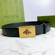 Kitlife Gucci GG Bee Buckle Imported Black Leather – 4.0 cm  - 1