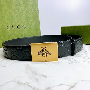 Kitlife Gucci GG Bee Buckle Imported Black Leather – 4.0 cm 