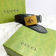 Kitlife Gucci GG Bee Buckle Imported Black Leather – 4.0 cm  - 4