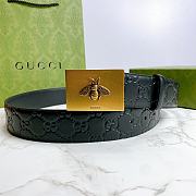 Kitlife Gucci GG Bee Buckle Imported Black Leather – 4.0 cm  - 3