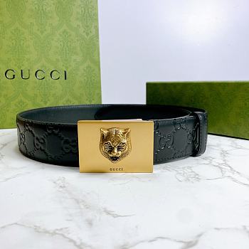 Kitlife Gucci GG Tiger Buckle Imported Black Leather – 4.0 cm 