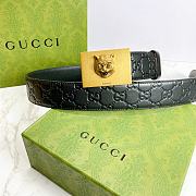 Kitlife Gucci GG Tiger Buckle Imported Black Leather – 4.0 cm  - 5