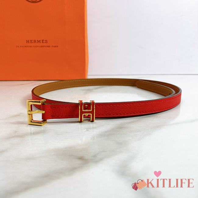 Kitlife Hermes Belt Epsom Calfskin With Gold-Plated Buckle Red – 1.5 cm  - 1