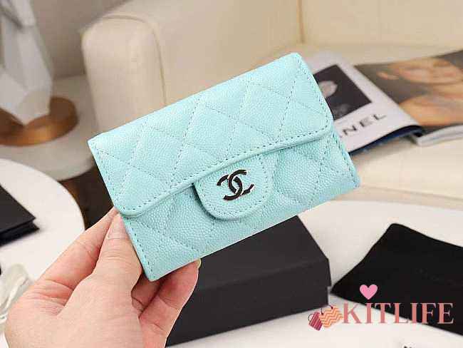 Chanel Wallet Caviar In Silver Hardware - 11.5x7cm - 1