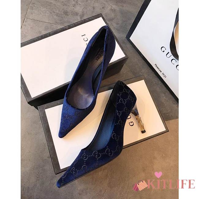 Kitlife Gucci Navy Blue and ebony Original GG canvas High Heel  - 1
