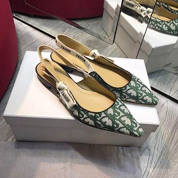 Kitlife Dior Oblique Embroidered Slingback Pump High Heel Green