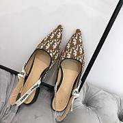 Kitlife Dior Oblique Embroidered Slingback Pump High Heel Brown - 5