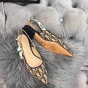 Kitlife Dior Oblique Embroidered Slingback Pump High Heel Brown - 3