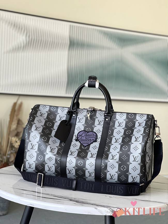 Kitlife Louis Vuitton Keepall Silver Stripe Heart (with shoulder strap) - M40567 - 50 x 29 x 22 cm - 1