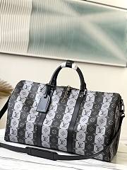 Kitlife Louis Vuitton Keepall Monogram Silver Stripe Grey/Black (with shoulder strap) - M40567 - 50 x 29 x 22 cm - 1