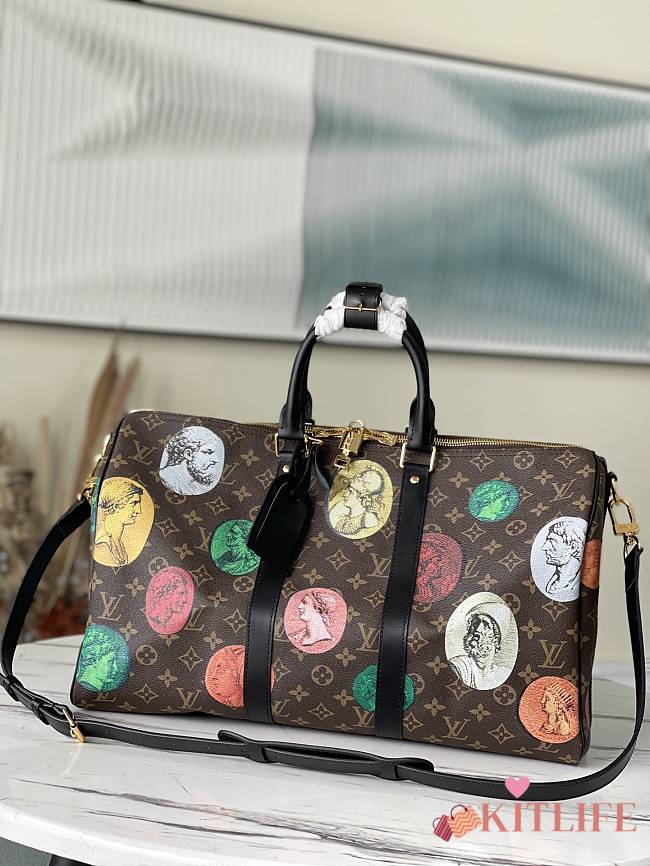 Kitlife Louis Vuitton Keepall Bandoulière 45 Travel Bag Monogram Canvas Prints Of Ancient Coins - M59261 - 45 x 27 x 20 cm - 1