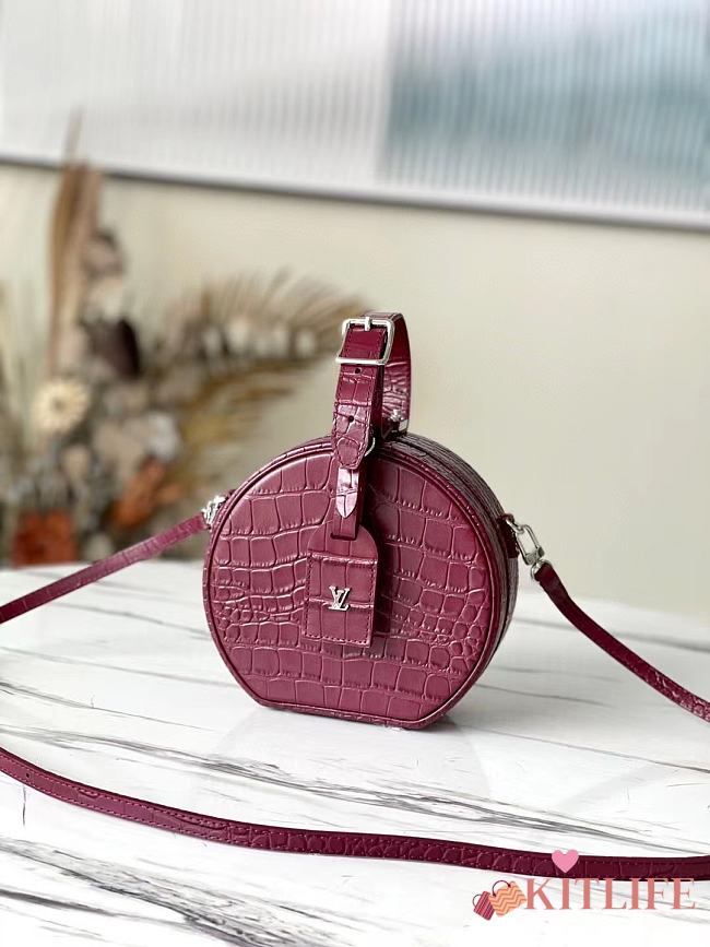 Kitlife Louis Vuitton Petite Boite Chapeau Crocodile Handbag Burgundy - M43514 - 17.5 x 16.5 x 7.5 cm - 1