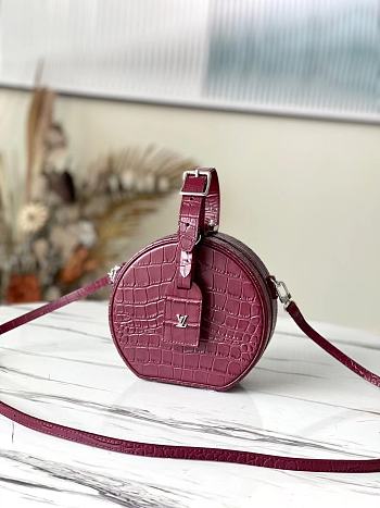 Kitlife Louis Vuitton Petite Boite Chapeau Crocodile Handbag Burgundy - M43514 - 17.5 x 16.5 x 7.5 cm