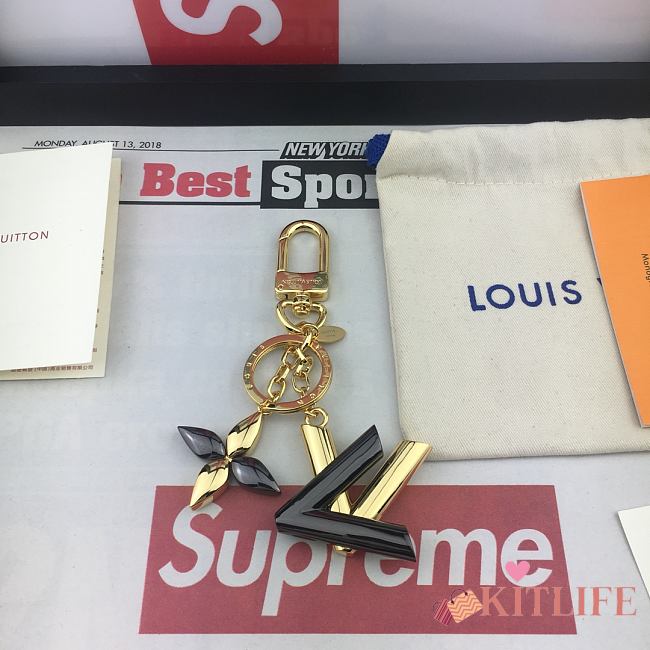 Kitlife Louis Vuitton Key Holder and Bag Charm Twist Monogram Flower and LV Signature Black – M68197 - 1