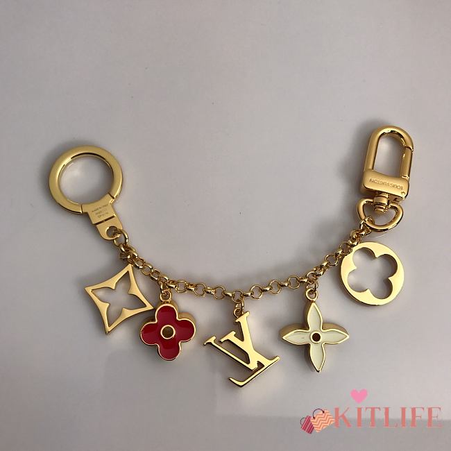 Kitlife Louis Vuitton Key Holder and Bag Charm Fleur De Monogram Chain Red – M65111 - 1