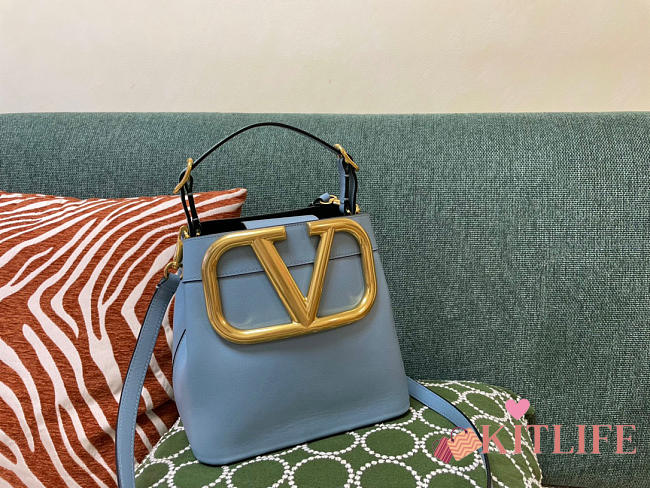 Kitlife Valentino V Logo Bucket Bag Blue – 1122 - 20x19x12cm - 1
