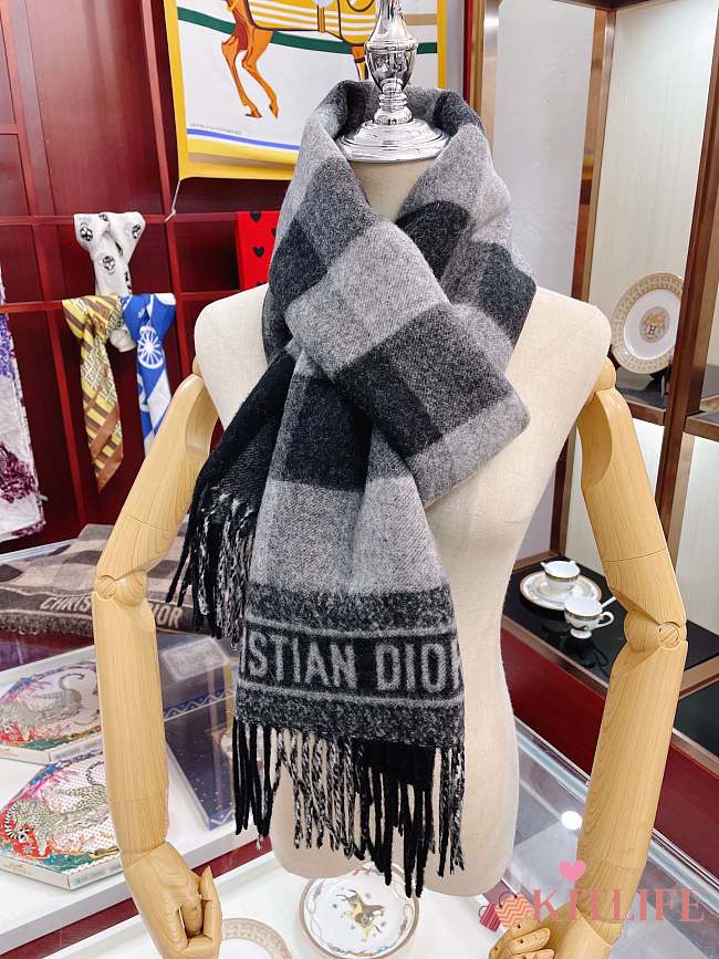 Kitlife Dior Scarf Check'N'Dior Pattern Black – 45 cm x 195 cm - 1