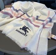 Kitlife Burberry Scarf Classic Warhorse Embroidered Logo With Small Plaid White – 80x200cm - 5