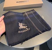 Kitlife Burberry Scarf Classic Warhorse Embroidered Logo With Small Plaid Navy Blue – 80x200cm - 5