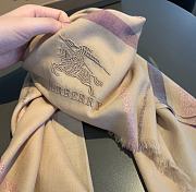 Kitlife Burberry Scarf Classic Warhorse Embroidered Logo With Small Plaid Beige – 80x200cm - 3