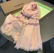 Kitlife Burberry Scarf Classic Warhorse Embroidered Logo With Small Plaid Pink – 80x200cm - 1