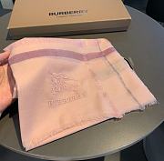 Kitlife Burberry Scarf Classic Warhorse Embroidered Logo With Small Plaid Pink – 80x200cm - 5