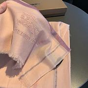 Kitlife Burberry Scarf Classic Warhorse Embroidered Logo With Small Plaid Pink – 80x200cm - 2
