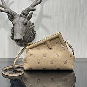 Kitlife Fendi First Beige Flannel Bag With Embroidery Karligraphy Motif - 2217# -  26x9.5x18cm - 1