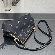 Kitlife Fendi First Black Flannel Bag With Embroidery Karligraphy Motif - 2217# -  26x9.5x18cm - 2