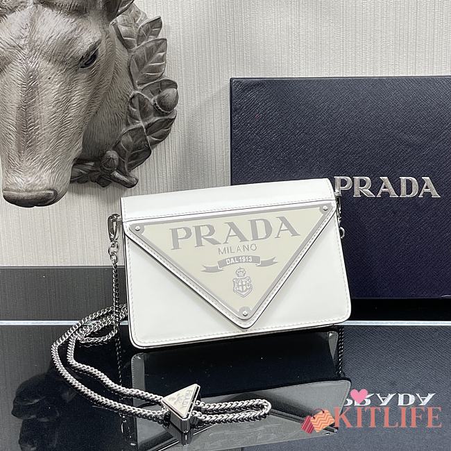 Kitlife Prada Triangle Logo Handbag White -  9.5x3.5x17cm - 1