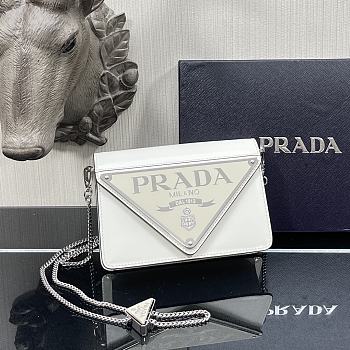 Kitlife Prada Triangle Logo Handbag White -  9.5x3.5x17cm