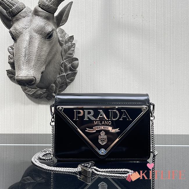 Kitlife Prada Triangle Logo Handbag Black -  9.5x3.5x17cm - 1
