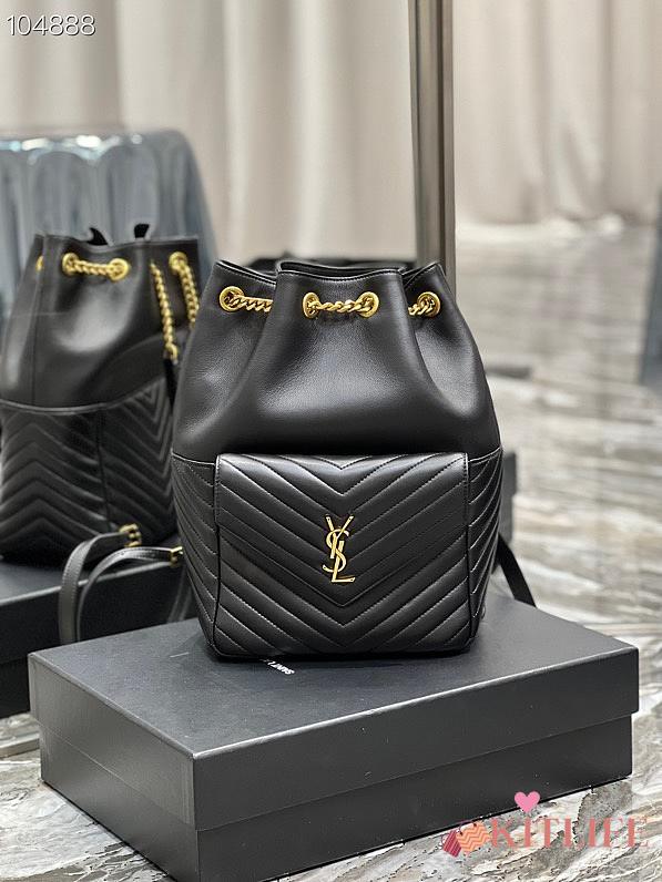 Kitlife YSL Backpack Joe Drawstring Quilted Black  – 672609 - 22×29×15cm - 1