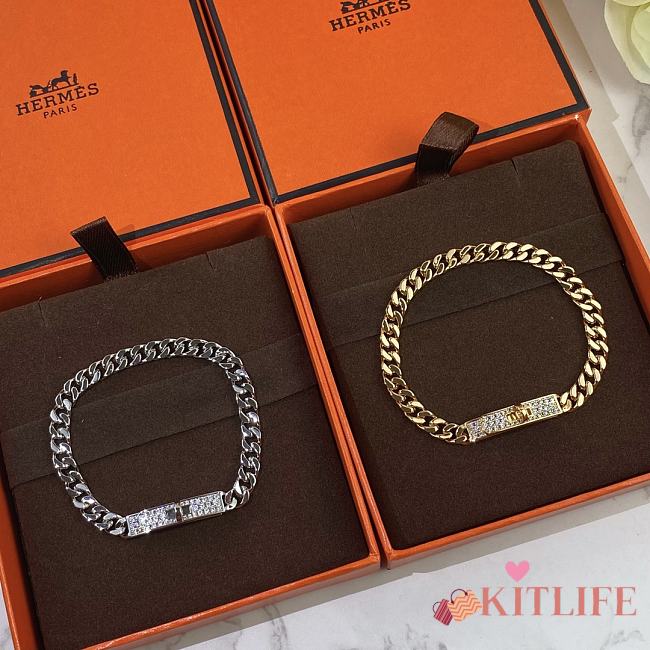 Kitlife Hermes Button With Carbon Diamonds Bracelets  - 1