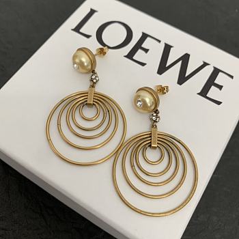 Kitlife Loewe Anagram Round Silk Beads Carved Diamond  Earrings