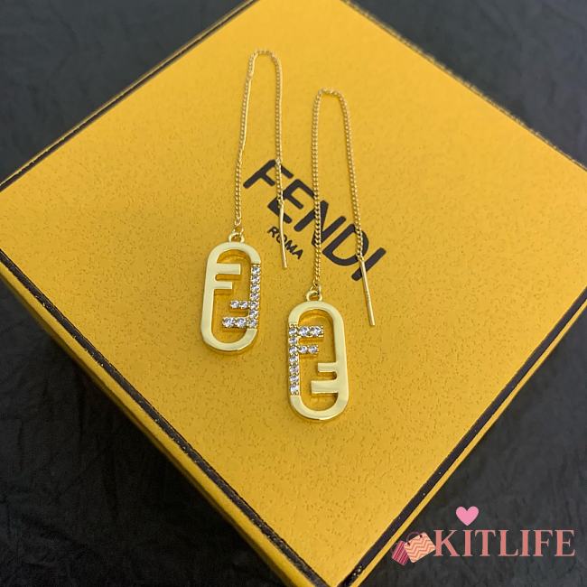 Kitlife Fendi O'Lock Crystal Embellished Earring - 1