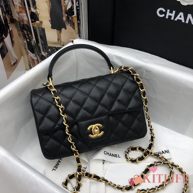 Kitlife Chanel Classic Black Embossed Calfskin Hand-held Wrists  – 20x14x7 cm - 1