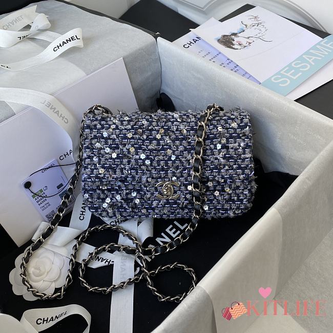 Kitlife Chanel Woolen Embroidered Beaded Chain Bag – A01116 - 20cm - 1