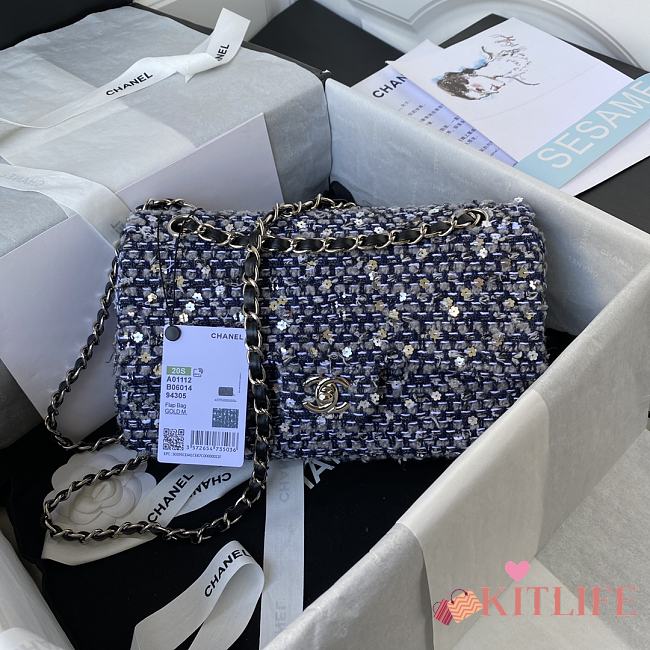 Kitlife Chanel Woolen Embroidered Beaded Chain Bag – A01112 - 25cm - 1