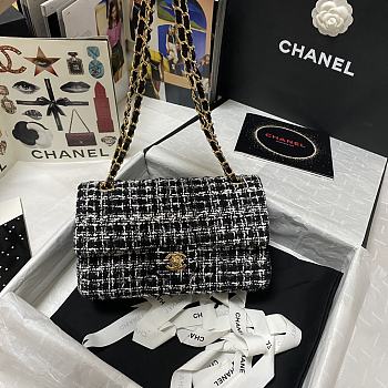 Kitlife Chanel Embroidered Tweed Classic Flap Bag Black/White – 25.5 cm