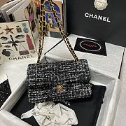 Kitlife Chanel Embroidered Tweed Classic Flap Bag Black – 25.5 cm - 1