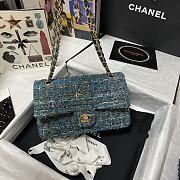 Kitlife Chanel Embroidered Tweed Classic Flap Bag Linen Blue – 25.5 cm - 1