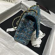 Kitlife Chanel Embroidered Tweed Classic Flap Bag Linen Blue – 25.5 cm - 5