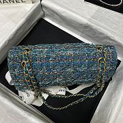 Kitlife Chanel Embroidered Tweed Classic Flap Bag Linen Blue – 25.5 cm - 2