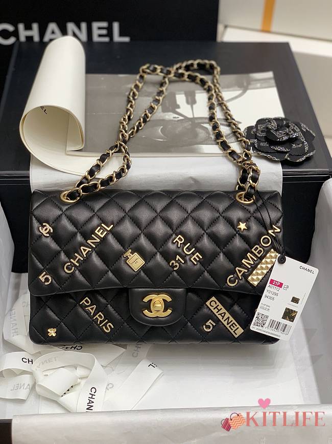 Kitlife Chanel Flap Bag CF Bagde Imported Cowhide Black – 25 cm - 1