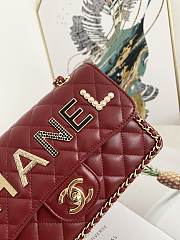 Kitlife Chanel Classic Flap Bag Letters Sheepskin Red – 23x14x7cm - 3