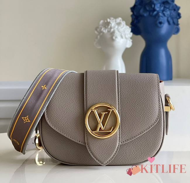 Kitlife Louis Vuitton Pont 9 Handbag Grained Calfskin Grey – M58729 – 21 x 15 x 6.5 cm - 1