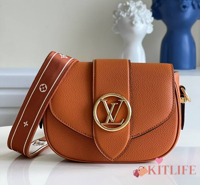 Kitlife Louis Vuitton Pont 9 Handbag Grained Calfskin Orange – M58968 – 21 x 15 x 6.5 cm - 1