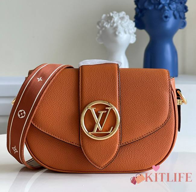Kitlife Louis Vuitton Pont 9 Handbag Grained Calfskin Orange – M58968 – 25 x 17.5 x 8 cm - 1